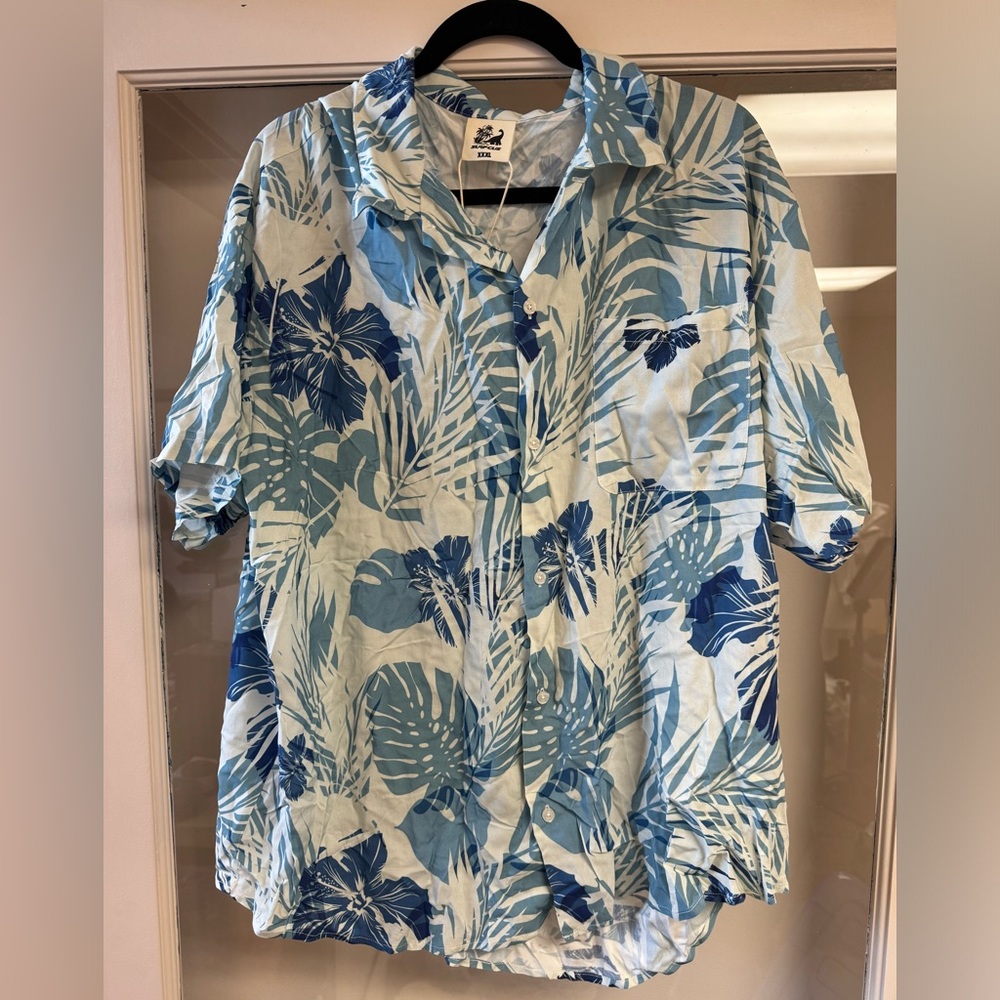 NWT SURF CUZ Mens Hawaiian Shirt Short Sleeve Stretch Casual Size XXXL
